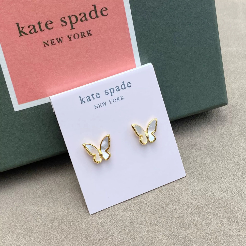 kate spade Natural Mother of Pearl Butterfly Stud Earrings Pearl Back